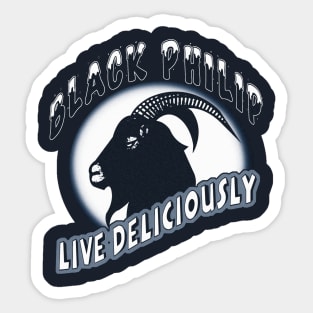 Black Phillip - Live Deliciously - Vintage Cartoon Goat gothic cartoon Sticker